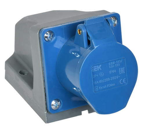 Розетка наружная стационарная 113-ССИ 2P+PE 16А 220В IP44 IEK (10/60)