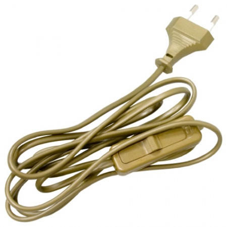 Шнур с вилкой и выкл 1,9м золото KF-HK-1 Feron