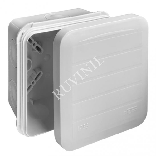 Коробка распр.герм.  85*85*50 IP65 СЕРЫЙ RUVINIL  67240 двухкомпонентная