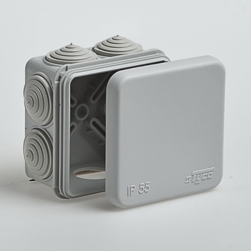 Коробка распр.герм.  70*70*40 IP55 RUVINIL СЕРЫЙ (162) 67030