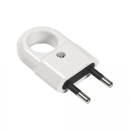 Вилка 6А с кольцом белая 250В Smartbuy (SBE-2.5-P10-w)
