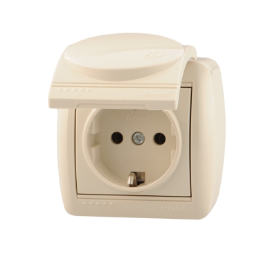 Розетка 1гн с з/к о/п крышка  Nata крем (0300123) (10/120)