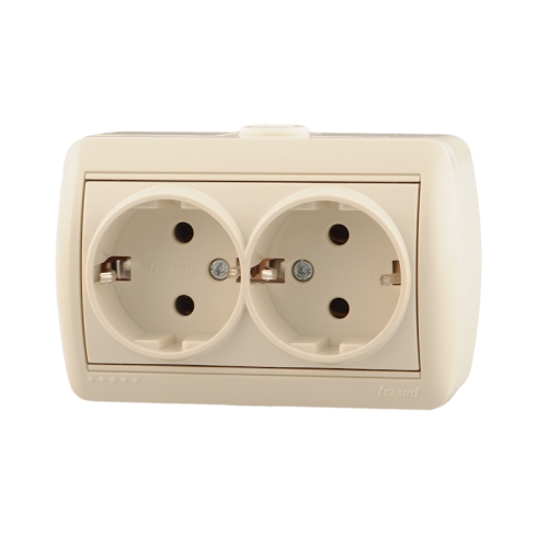 Розетка 2гн с з/к о/п Nata крем (0300127) (10/120)