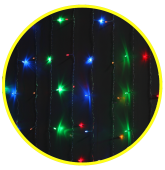 Гирлянда ЭРА ENIZ-01M  LED Дождь/Занавес 1,8 м*1,5 м мультиколор 8 режимов, 220V, IP20