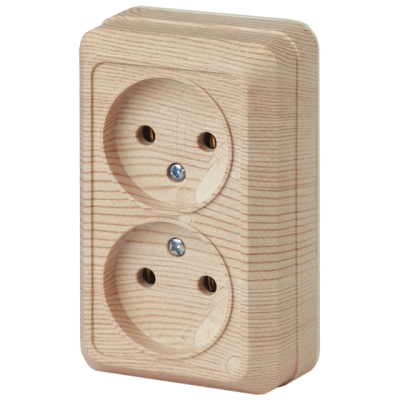 Розетка 2гн б/з ОУ 16А сосна Intro Quadro IP20 керамика ЭРА 2-203-11