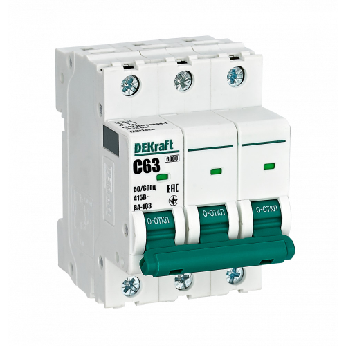 Авт. выкл. 3Р 63А х-ка C ВА-103 DEKraft