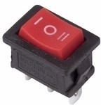 Выключатель клавишный 250V 6А (3с) ON-OFF-ON  красный с нейтралью Mini REXANT (36-2144) (10)