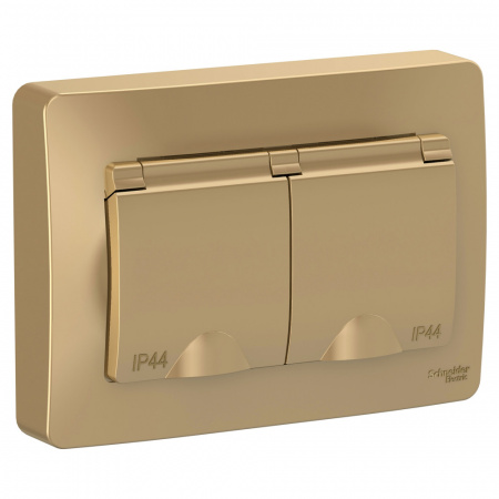 Розетка 2гн с з/к  со шторк, с крышкой Blanca Титан с/п IP44 BLNRS441124 (5/30)