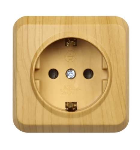 Розетка 1гн с зк оп светлое дерево Юпитер Smartbuy