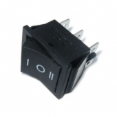 Выключатель клавишный 250V 6А (3с) ON-OFF-ON  черный с нейтралью Mini REXANT (36-2145)
