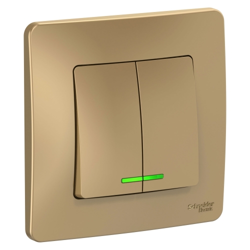 Выключатель 2кл Blanca с/п Титан с Подсв. 10А BLNVS010514 (6/60)