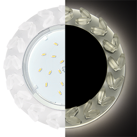 Светильник GX53 H4 с подсв. Круг с крупн. мат. страз. Елочка/фон мат/центр часть хром Ecola (10/50)