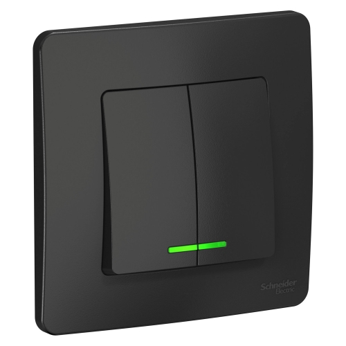 Выключатель 2кл Blanca с/п Антрацит с Подсв. 10А BLNVS010516 (6/60)