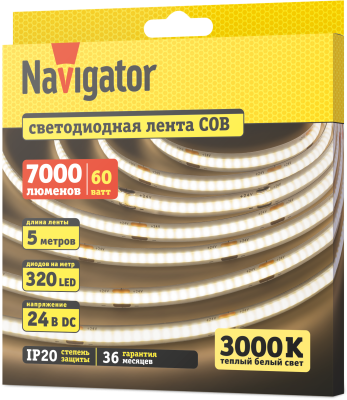 Лента СД Navigator NLS-COBWW320-12-IP20-24V R5 95317