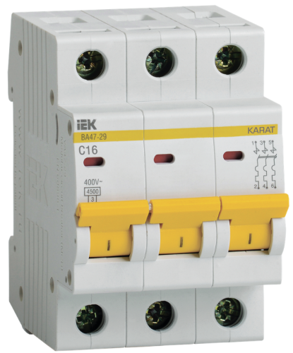 KARAT Авт. выкл. ВА47-29 3P C 16А 4,5кА IEK