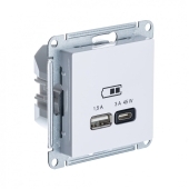 Механизм Розетка USB A + тип-C 45W высокоскоростная зарядка  с/п  белый ATN000129 (8/48)