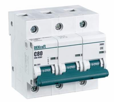 Авт. выкл. 3Р 80А х-ка С ВА-201 10кА DEKraftАвт. выкл. 3Р 80А х-ка С ВА-201 10кА DEKraft