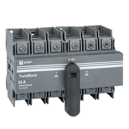 Рубильник 63A 3P РЕВЕРСИВНЫЙ c рукояткой для прямой установки TwinBlock EKF