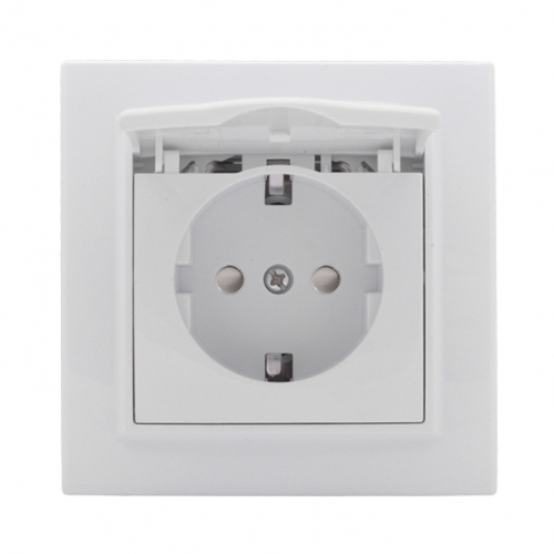 Розетка 1гн СП с/з с крышкой 16А бел. с защ. штор.  EKF Минск