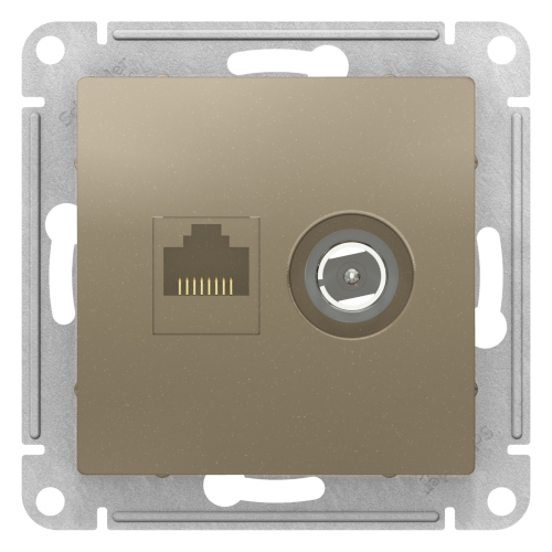 Механизм Розетка TV+RJ45  Atlas Desing Шампань  ATN000589