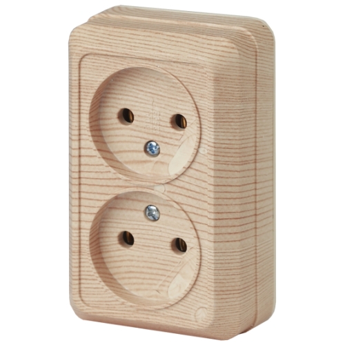 Розетка 2гн б/з ОУ 16А сосна Intro Quadro IP20 керамика ЭРА 2-203-11