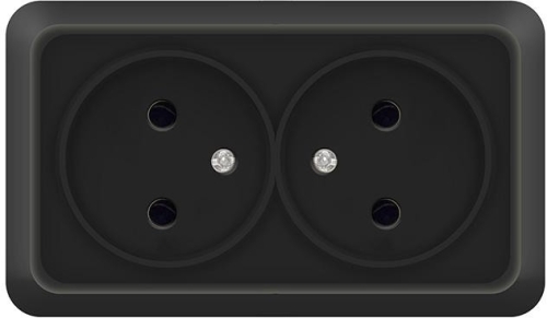Розетка 2гн оп Олимп черный UNIVersal (2215)