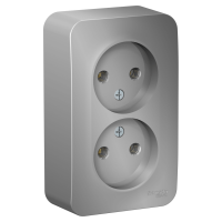 Розетка 2гн Blanca Алюминий о/п с изол. пл.  BLNRA000213 (10/60)