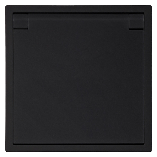 Розетка 1гн сп сз С КРЫШКОЙ черный Капелла Smartbuy (SBE-09b-16-S1-1ZK)