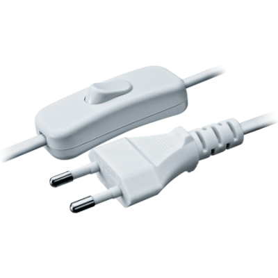 Шнур с вилкой и выкл 1,7м  белый (ШВВП 2х0,5) Navigator (61724)