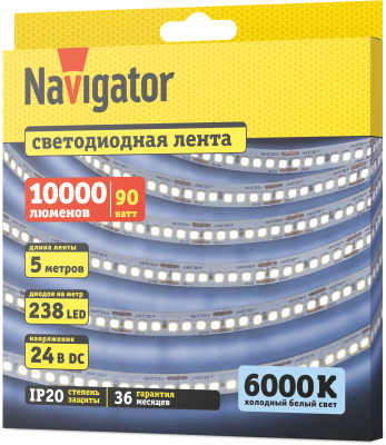 Лента СД Navigator NLS-2835СW240-18-IP20-24V R5 95299