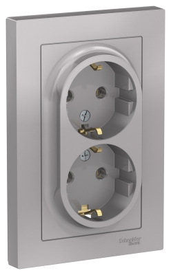 Розетка AtlasDesign Алюминий 2гн с/п с з/к(ATN000324)