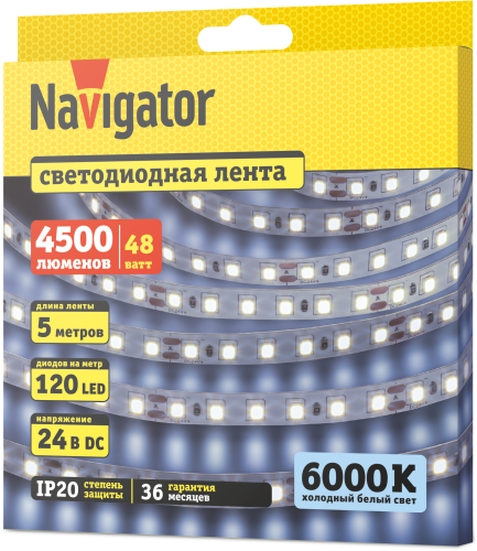 Лента СД Navigator NLS-2835СW120-9.6-IP20-24V R5 95296