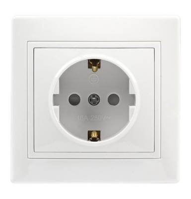 Розетка 1гн с/п с з/к со шторкой  белая 16А 
