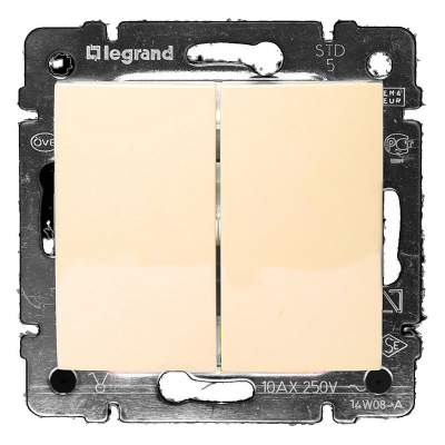 Выключатель 2кл  с/п Valena сл кость (774305)