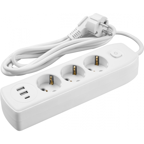Удлинитель Онлайт 3 гн. 1,8 м с зк ПВС 3х1 USB  (90838)
