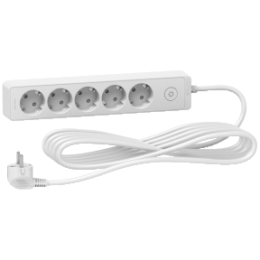 Удлинители Schneider UNICA EXTEND 5 гн. з/к 5м с выкл. Белый