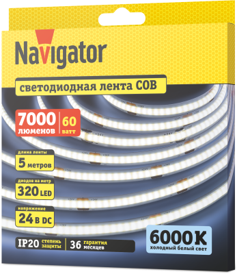 Лента СД Navigator NLS-COBCW320-12-IP20-24V R5 95315
