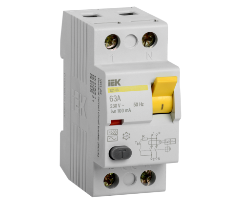 УЗО KARAT ВД1-63 2P 63А 100мА 4,5кА тип AC IEK