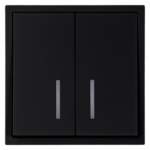 Выключатель 2кл с/п черный с подсв. 