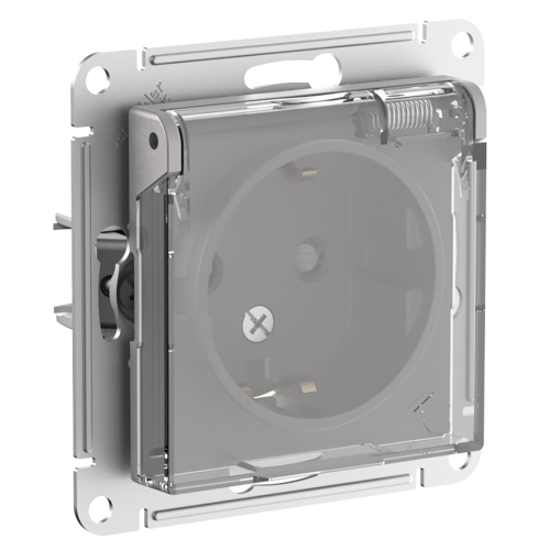 Механизм Розетка 1гн с/п с з/к Со штор. и крыш. IP44 AtlasDesign AQUA Алюминий ATN440346 (15/120)