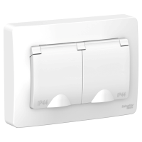 Розетка 2гн с з/к  со шторк, с крышкой Blanca Белый с/п IP44 BLNRS441121 (6/30)