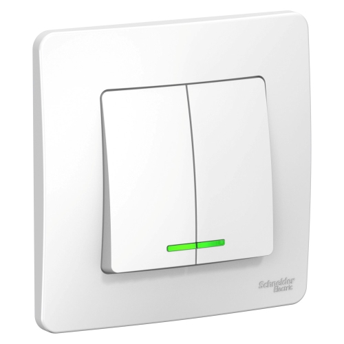 Выключатель 2кл Blanca с/п Белый с Подсв. 10А BLNVS010511 (10/60)