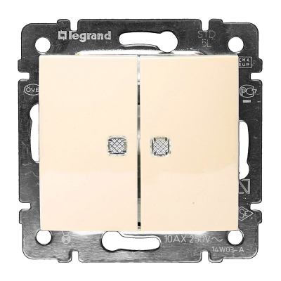 Выключатель 2кл  свет с/п Valena сл кость (774328)