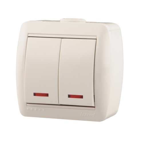 Выключатель 2кл свет о/п Nata белый (0200112) (10/120)