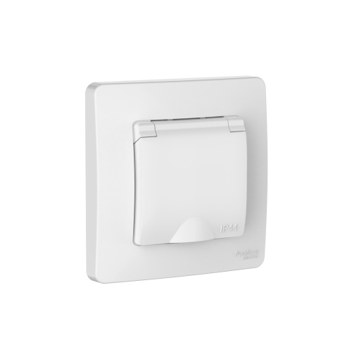 Розетка 1 гн с з/к со шт. с крышкой IP44  Blanca 16А, 250В, БЕЛЫЙ BLNRS441111