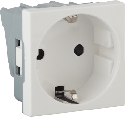 Розетка модульная з/к и шторк. 45х45 белая (10)