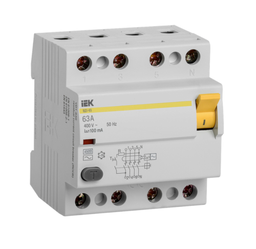 УЗО KARAT ВД1-63 4P 63А 100мА 4,5кА тип AC IEK