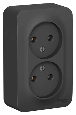 Розетка 2гн оп Blanca Антрацит  с изол. пл. BLNRA000216