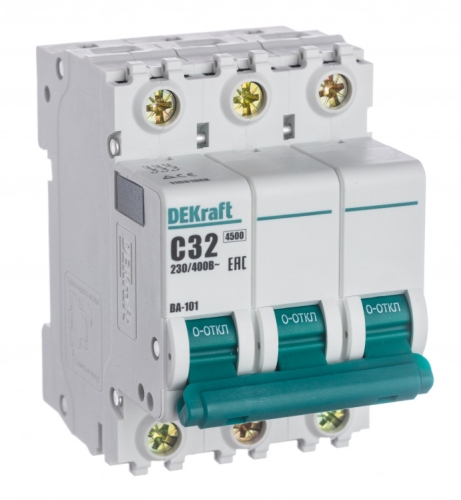 Авт. выкл. 3Р 32А х-ка C ВА-101 4,5кА DEKraft