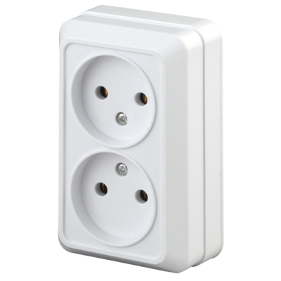 Розетка 2гн ОУ 16А белый Intro Quadro IP20 ЭРА 2-203-01